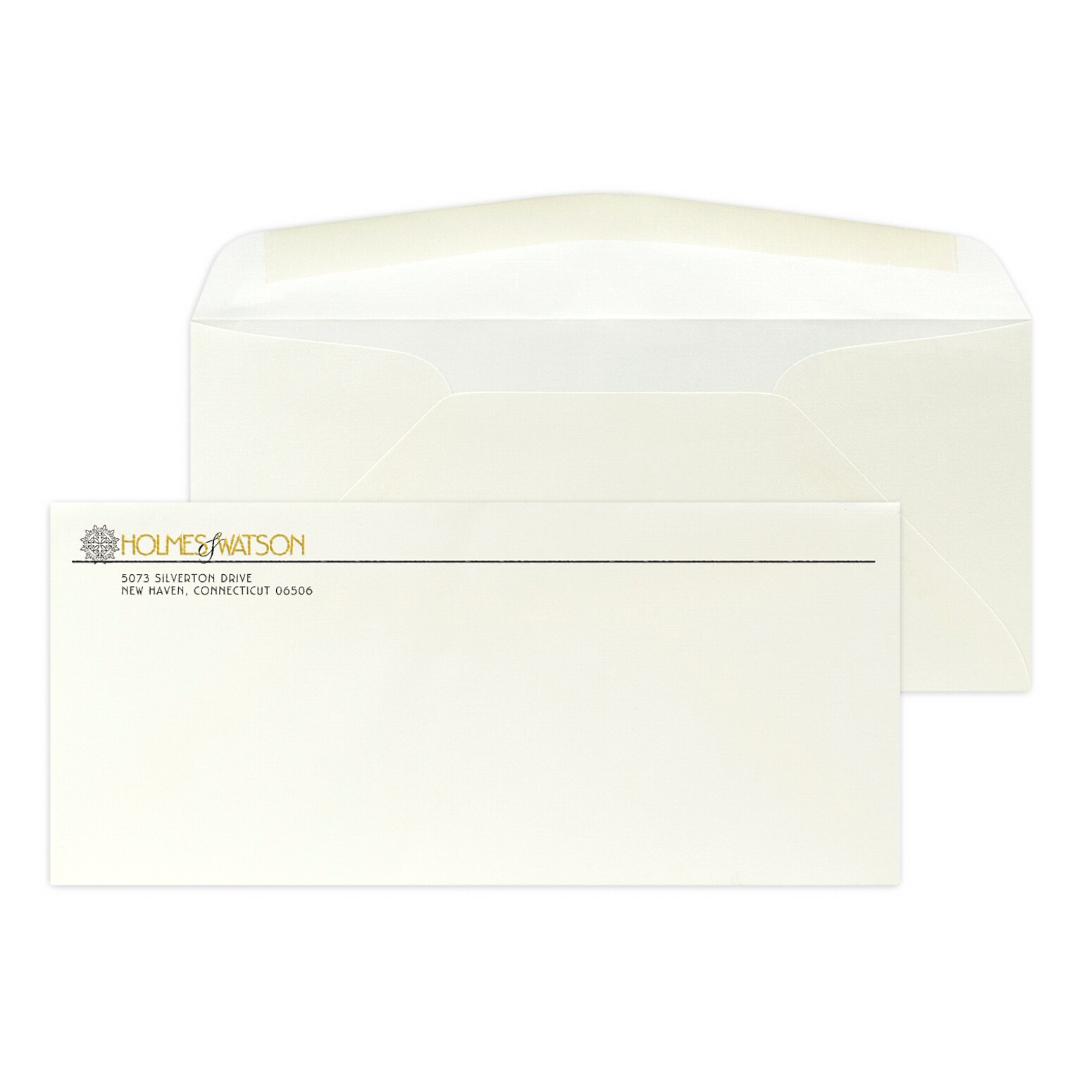 Custom #10 Stationery Envelopes, 4 1/8x9 1/2, 24# CLASSIC® LINEN Natural White, 1 Standard and 1 Custom Raised Inks, 250/Pack