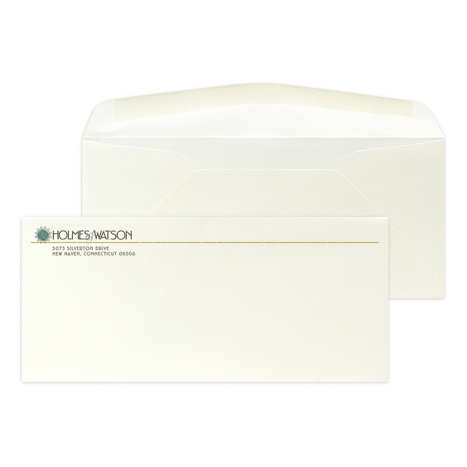 Custom Full Color #10 Stationery Envelopes, 4 1/8 x 9 1/2, 24# CLASSIC® LINEN Natural White, Raised Ink, 250 / Pack