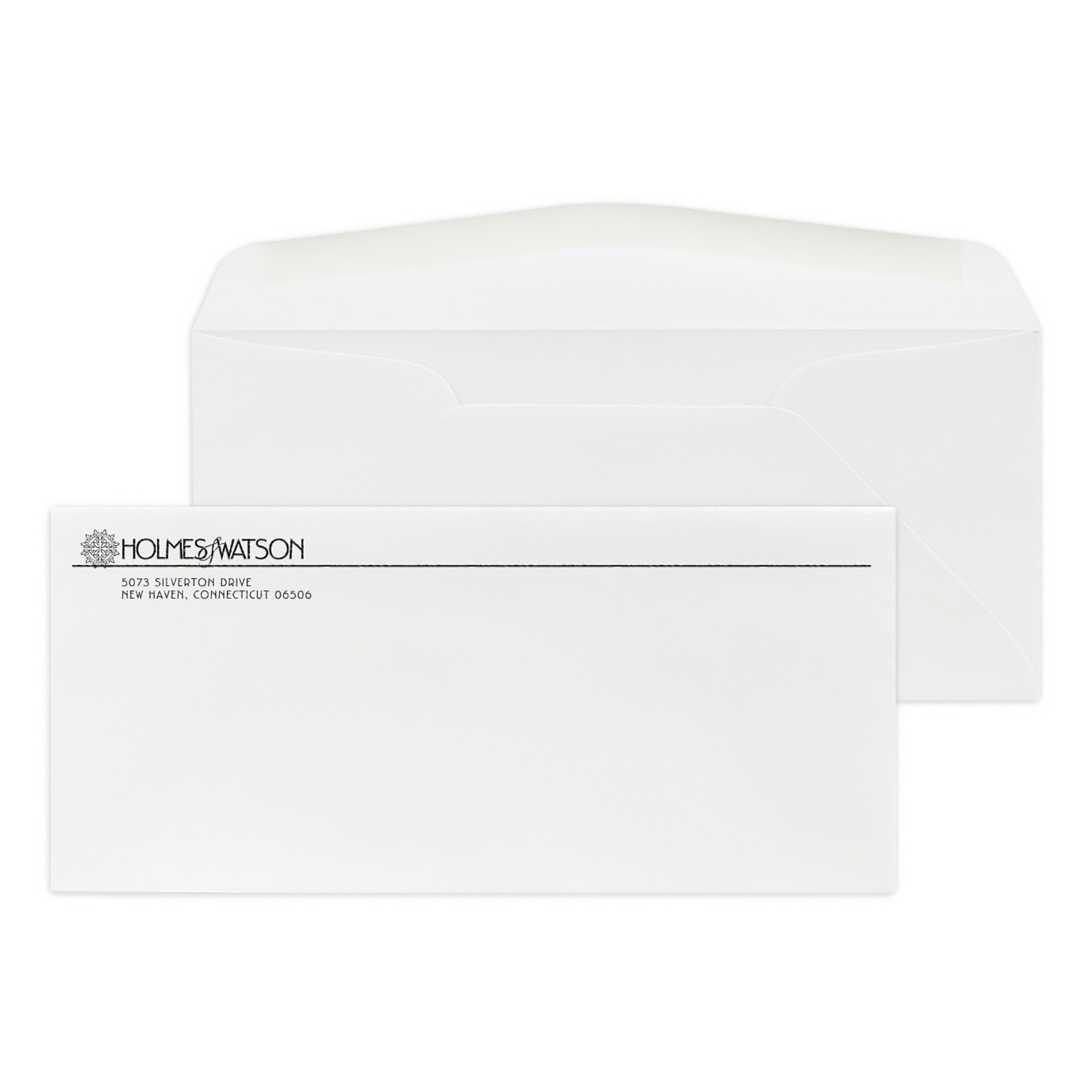 Custom #10 Stationery Envelopes, 4 1/8 x 9 1/2, 24# Strathmore Writing Bright White Wove, 1 Standard Raised Ink, 250 / Pack