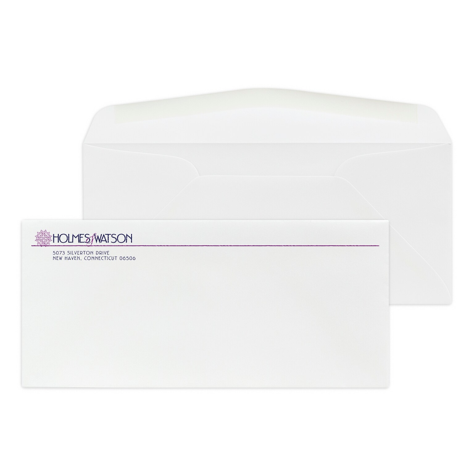 Custom #10 Stationery Envelopes, 4 1/8 x 9 1/2, 24# Strathmore Writing Bright White Wove, 2 Custom Raised Inks, 250 / Pack