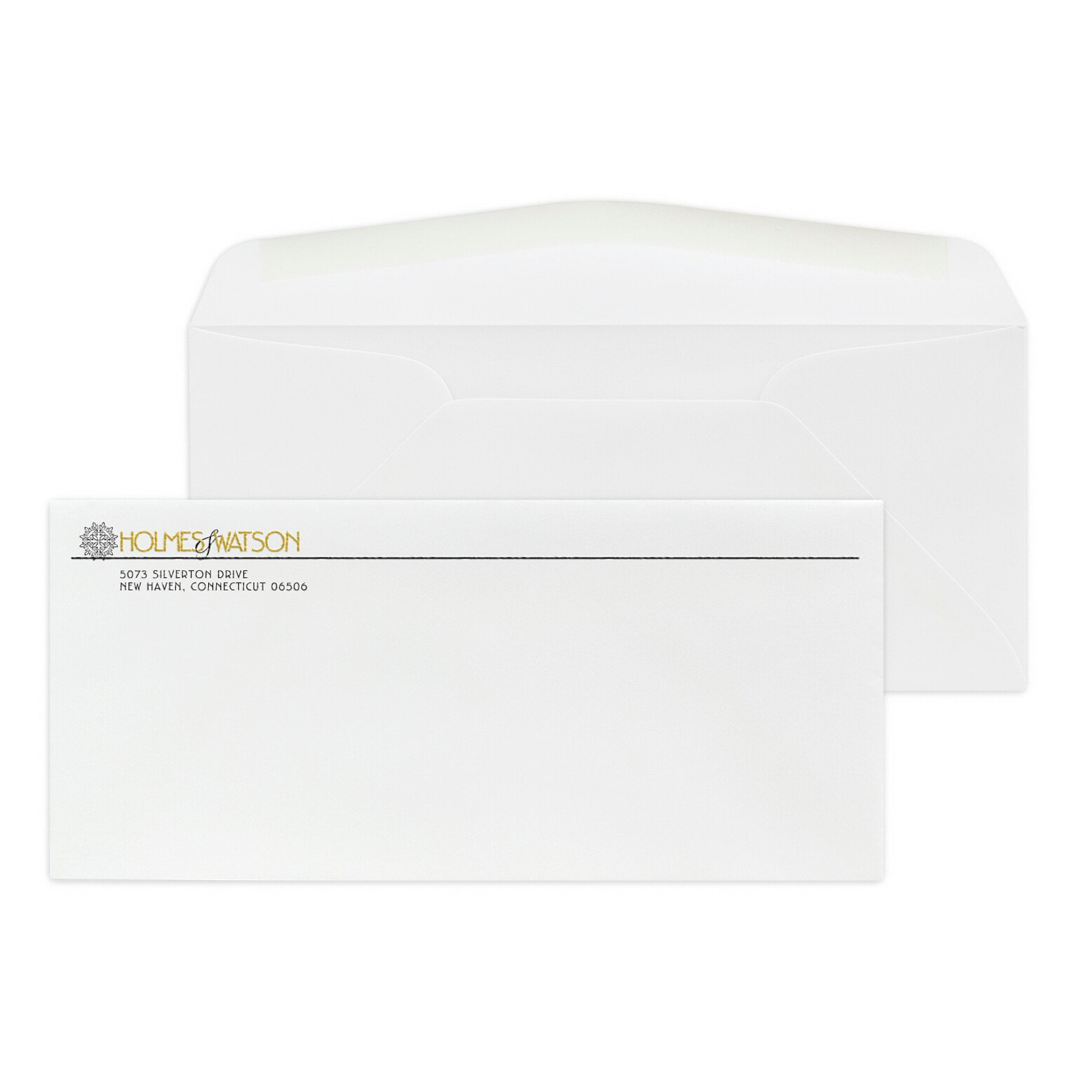 Custom #10 Stationery Envelope, 4 1/8x9 1/2, 24# Strathmore Writing Bright White Wove, 1 Std and 1 Custom Raised Ink, 250/Pack