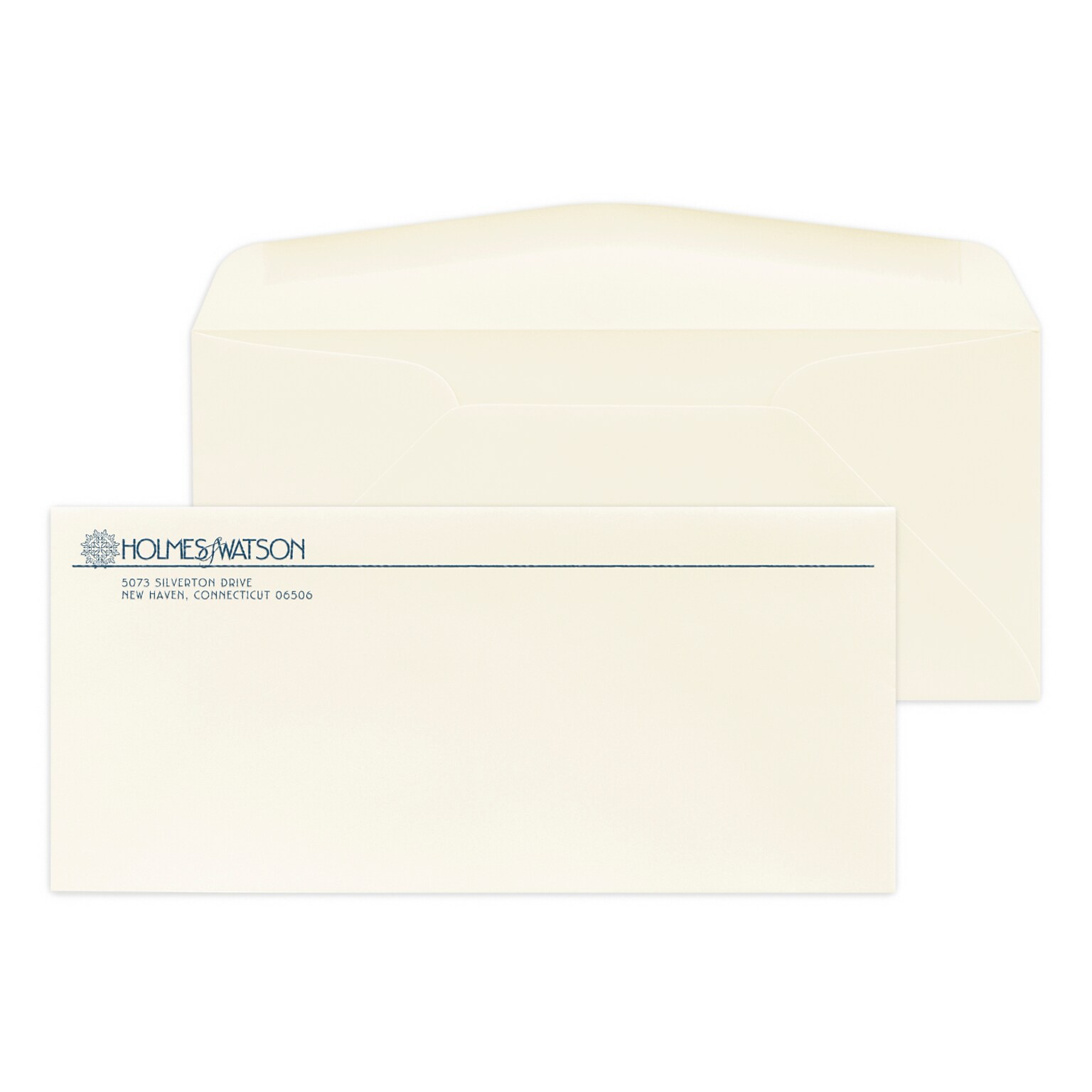 Custom #10 Stationery Envelopes, 4 1/8 x 9 1/2, 24# Strathmore Writing Natural White Wove, 1 Custom Raised Ink, 250 / Pack
