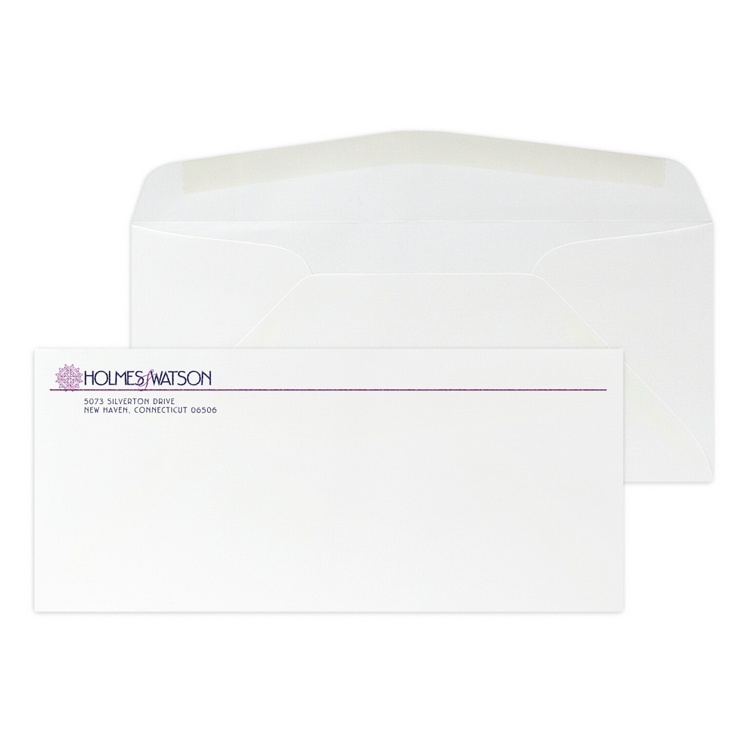 Custom #10 Stationery Envelopes, 4 1/8 x 9 1/2, 24# CLASSIC® LINEN Solar White, 2 Custom Raised Inks, 250 / Pack
