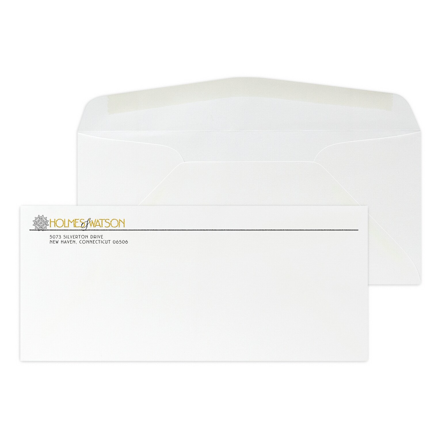 Custom #10 Stationery Envelopes, 4 1/8 x 9 1/2, 24# CLASSIC® LINEN Solar White, 1 Standard and 1 Custom Raised Inks, 250/Pack