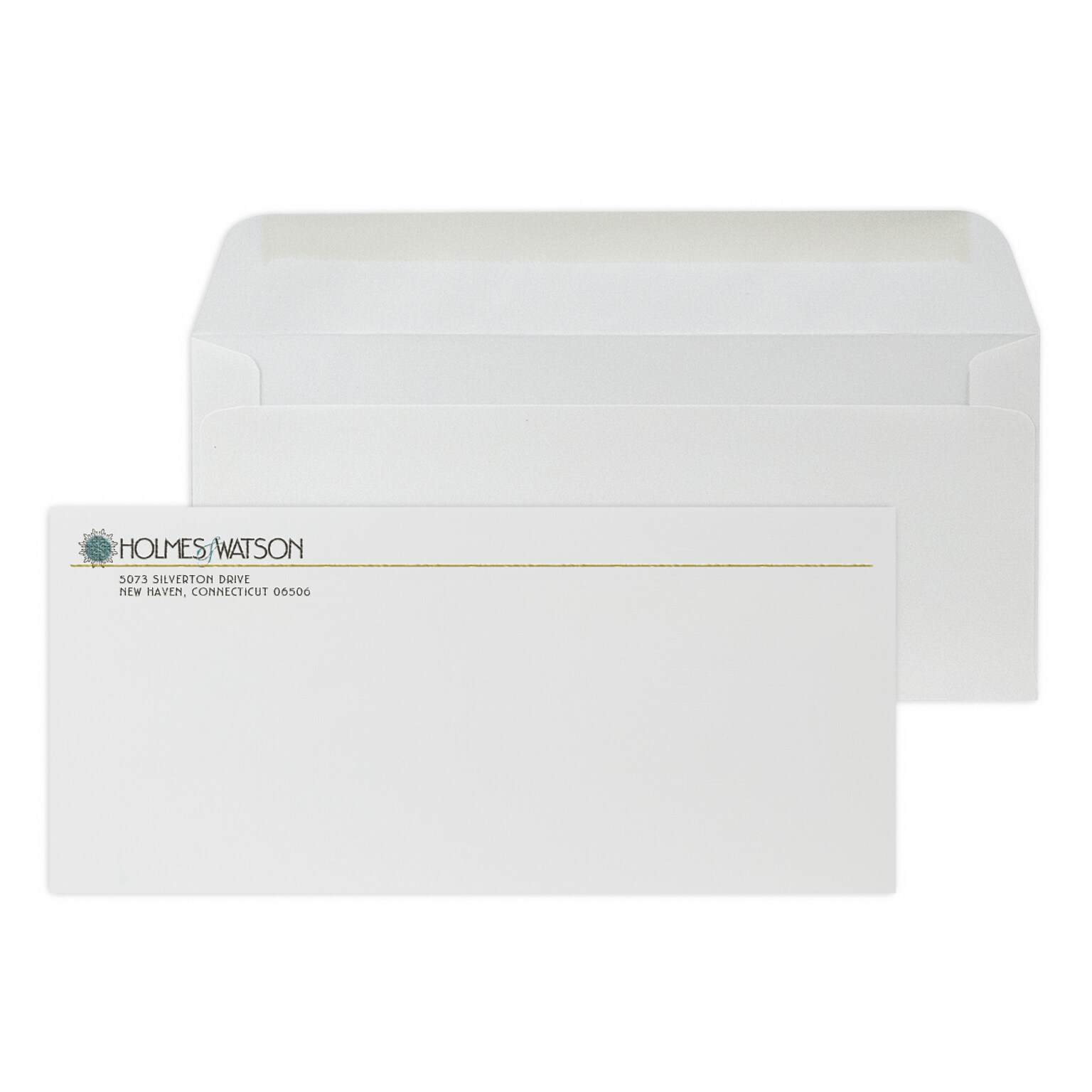 Custom Full Color #10 Stationery Envelopes, 4 1/8 x 9 1/2, 24# Gray Linen, Raised Ink, 250 / Pack