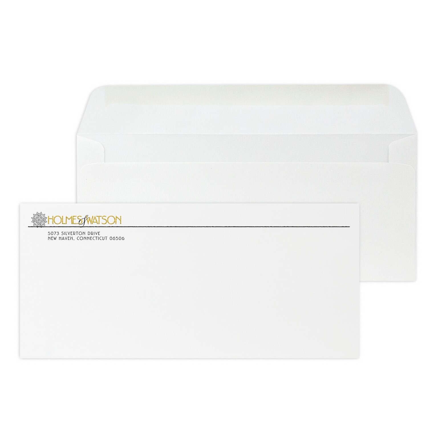 Custom #10 Stationery Envelopes, 4 1/8 x 9 1/2, 24# Bright White Linen, 1 Standard and 1 Custom Raised Inks, 250 / Pack
