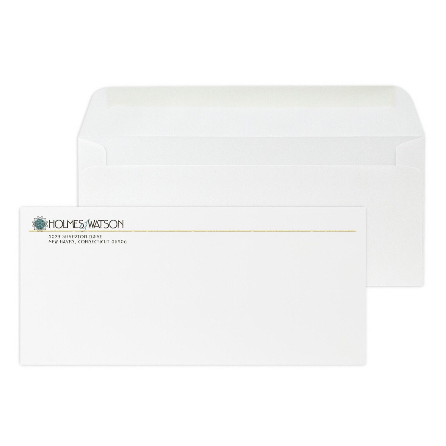 Custom Full Color #10 Stationery Envelopes, 4 1/8 x 9 1/2, 24# Bright White Linen, Raised Ink, 250 / Pack