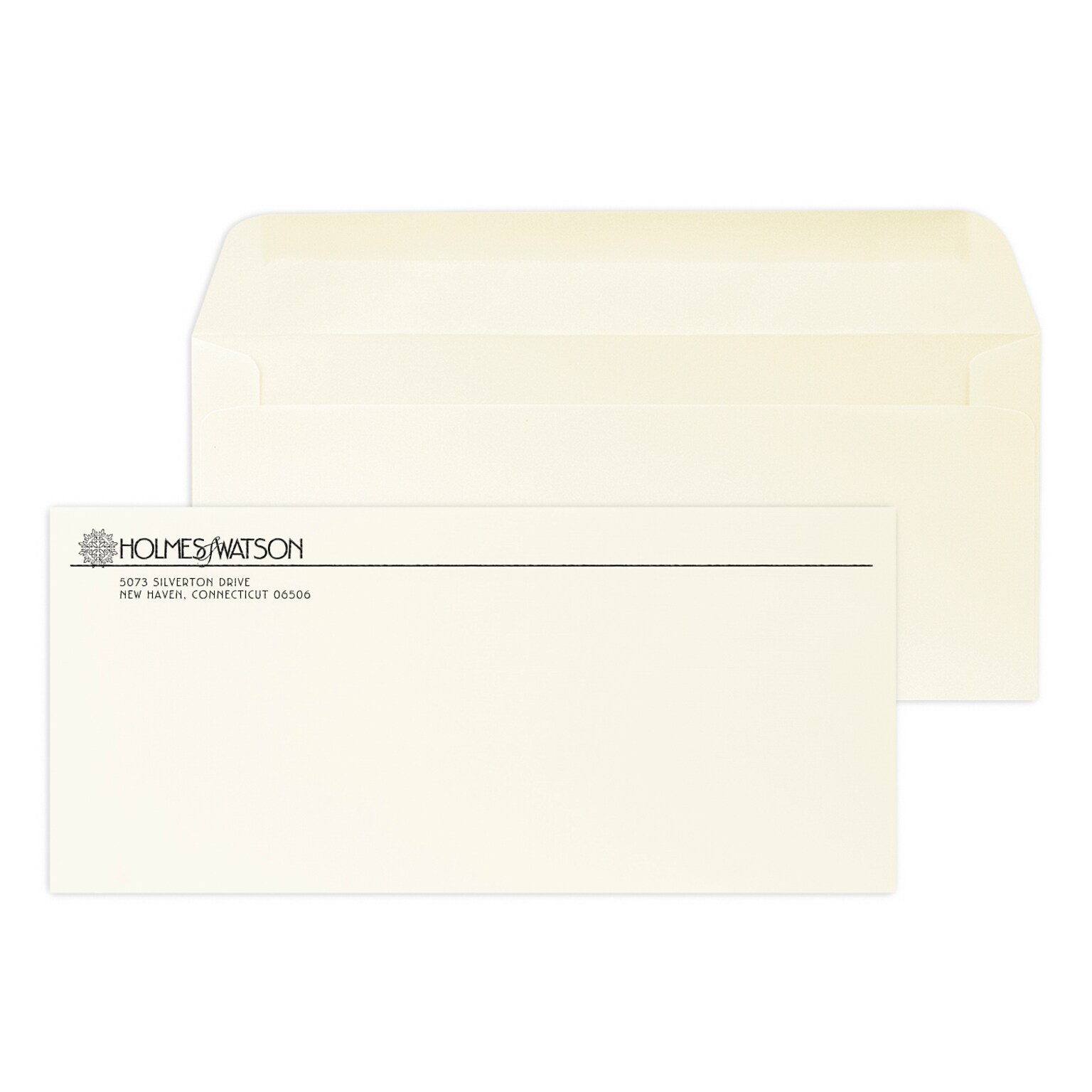 Custom #10 Stationery Envelopes, 4 1/8 x 9 1/2, 24# Warm White Linen, 1 Standard Raised Ink, 250 / Pack
