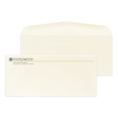 Custom Full Color #10 Stationery Envelopes, 4 1/4 x 9 1/2, 24# Strathmore Writing Natural White Wo