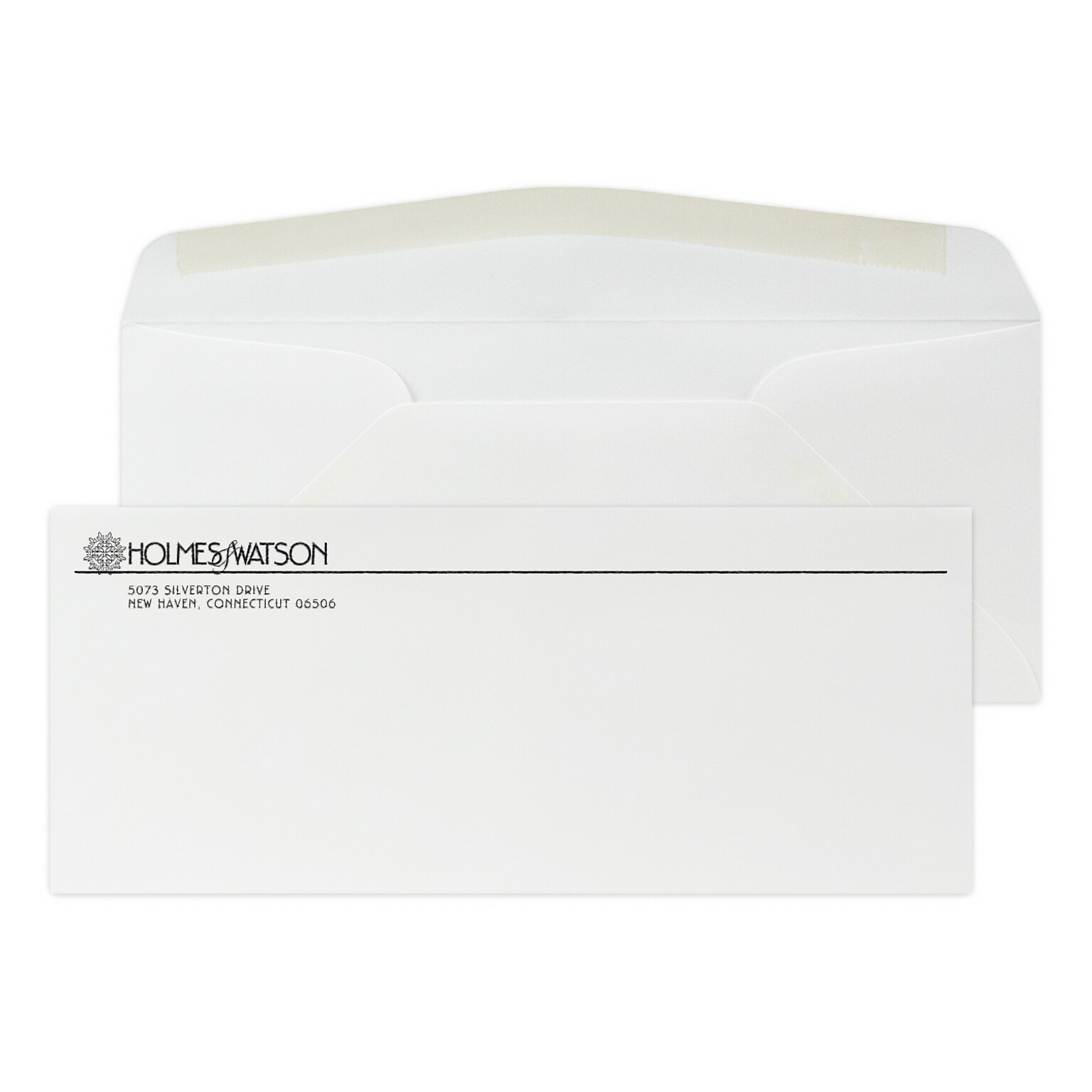 Custom #10 Stationery Envelopes, 4 1/8 x 9 1/2, 24# Strathmore Writing Ultimate White Wove, 1 Standard Raised Ink, 250 / Pack