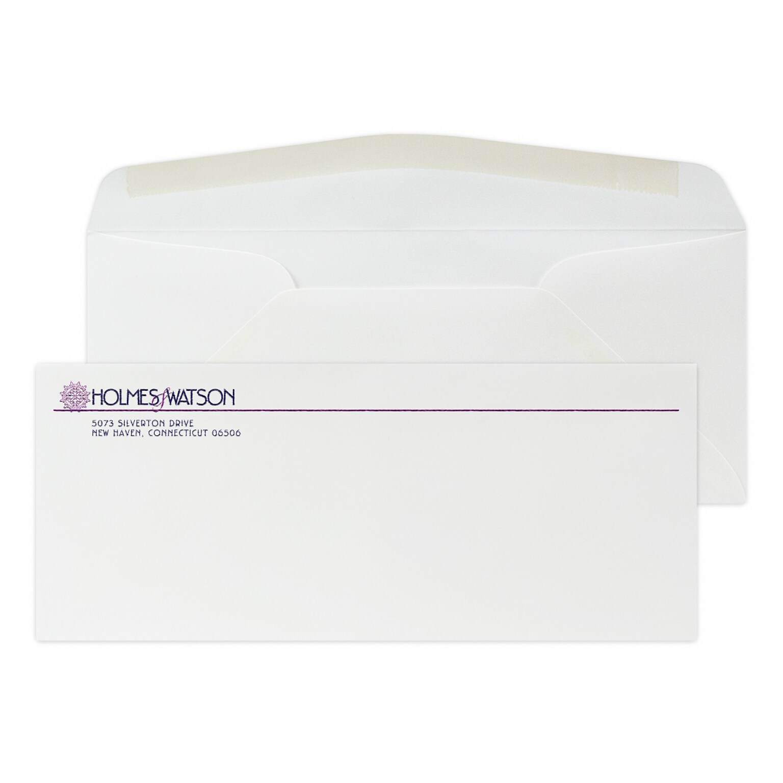 Custom #10 Stationery Envelopes, 4 1/8 x 9 1/2, 24# Strathmore Writing Ultimate White Wove, 2 Custom Raised Inks, 250 / Pack