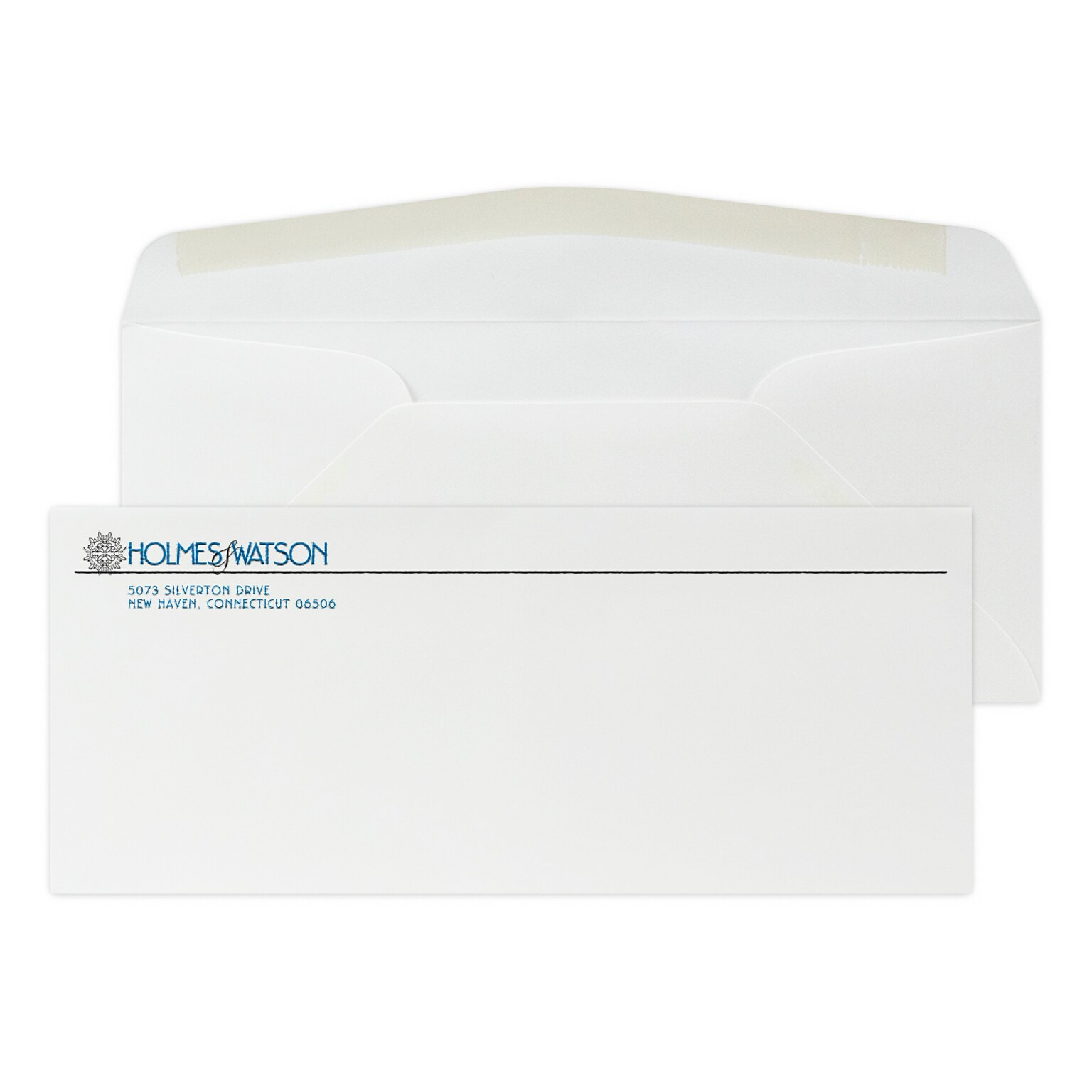 Custom #10 Stationery Envelopes, 4 1/8 x 9 1/2, 24# Strathmore Writing Ultimate White Wove, 2 Standard Raised Inks, 250 / Pack