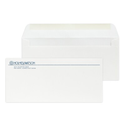 Custom #10 Stationery Envelopes, 4 1/4 x 9 1/2, 70# Hi White Text, 1 Custom Raised Ink, 250 / Pack