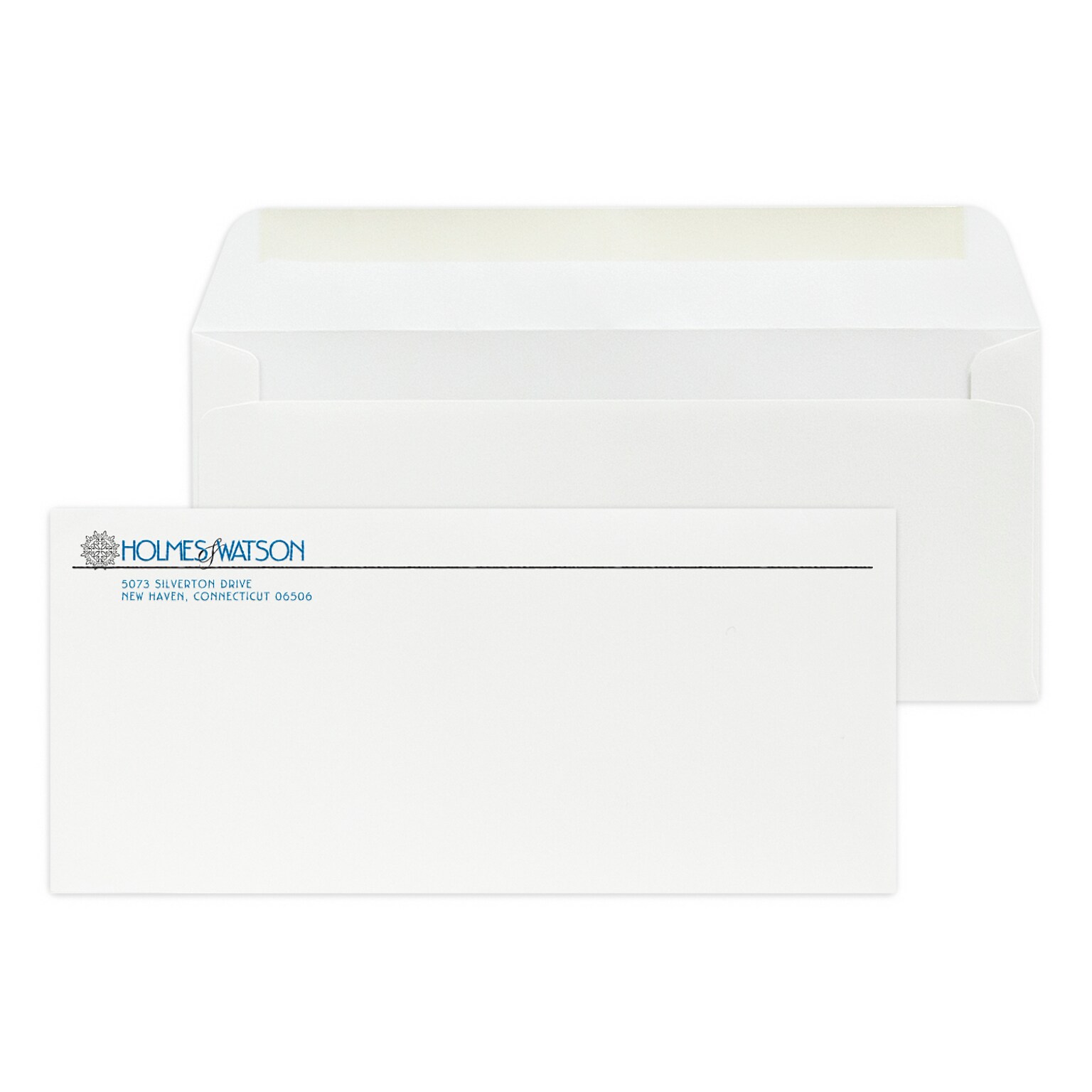 Custom #10 Stationery Envelopes, 4 1/8 x 9 1/2, 70# Hi White Text, 2 Standard Raised Inks, 250 / Pack