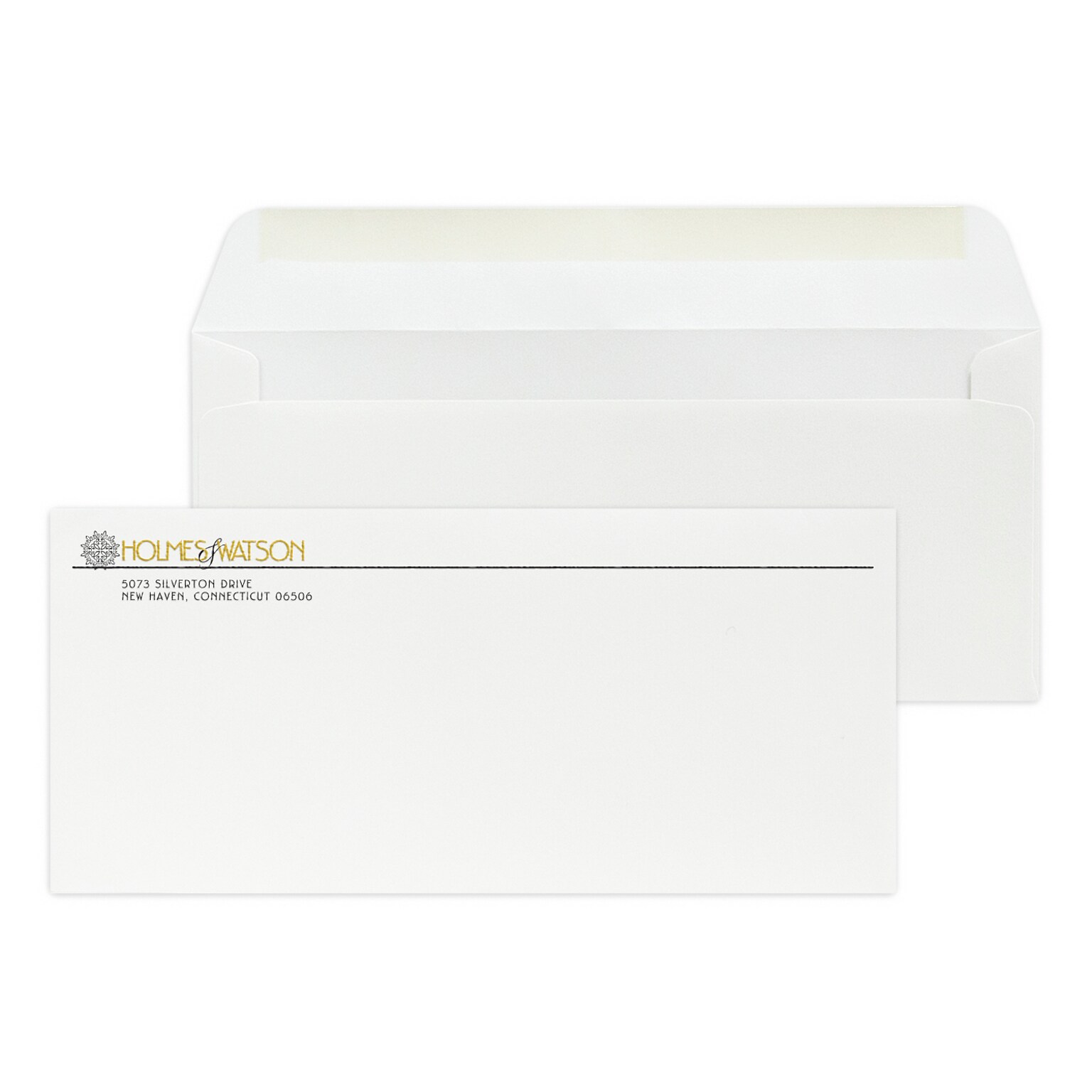 Custom #10 Stationery Envelopes, 4 1/8 x 9 1/2, 70# Hi White Text, 1 Standard and 1 Custom Raised Inks, 250 / Pack