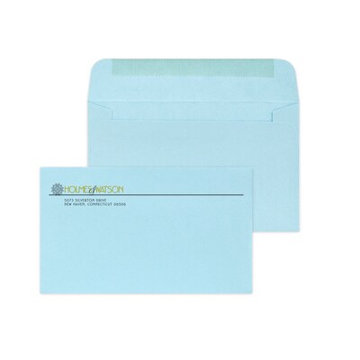 Custom #6-1/4 Standard Envelopes, 3 1/2 x 6, 24# Blue Wove, 1 Standard and 1 Custom Inks, 250 / Pa