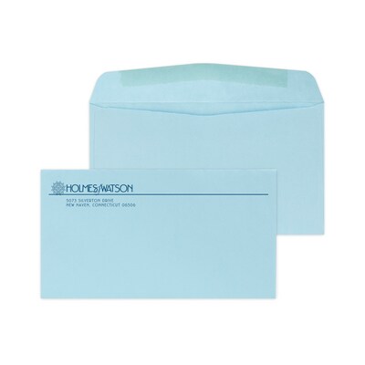 Custom #6-3/4 Standard Envelopes, 3 5/8 x 6 1/2, 24# Blue Wove, 1 Custom Ink, 250 / Pack