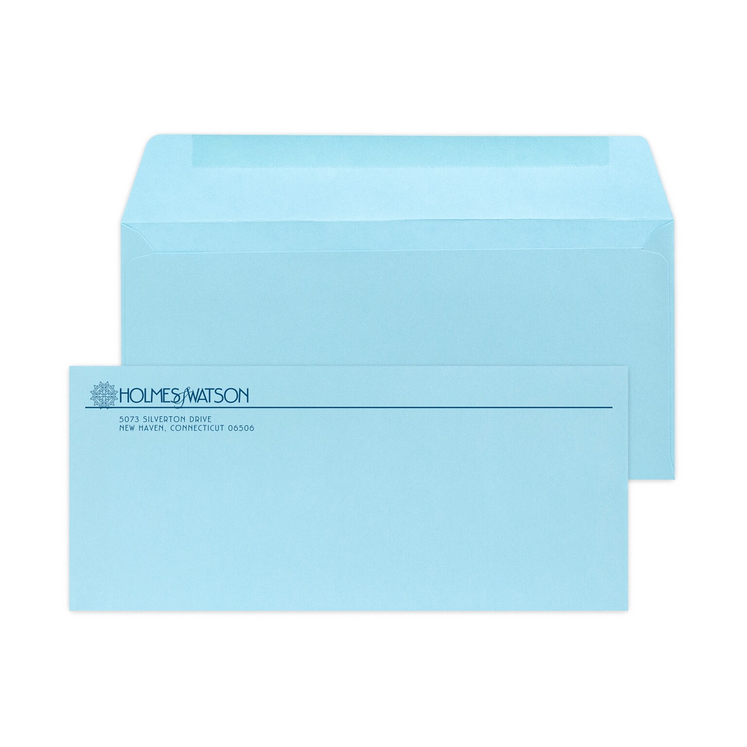 Custom #9 Standard Envelopes, 3 7/8 x 8 7/8, 24# Blue Wove, 1 Custom Ink, 250 / Pack