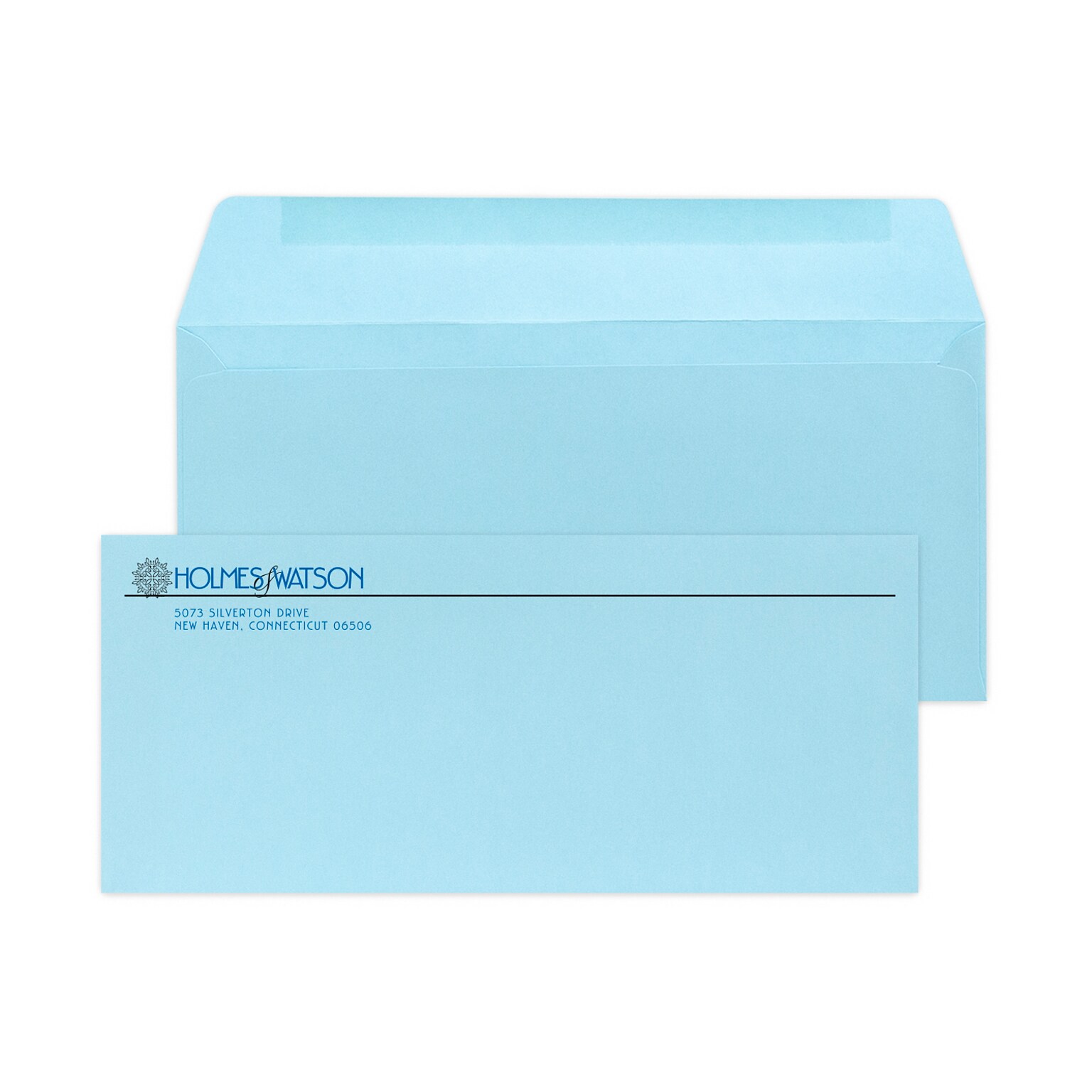 Custom #9 Standard Envelopes, 3 7/8 x 8 7/8, 24# Blue Wove, 2 Standard Inks, 250 / Pack