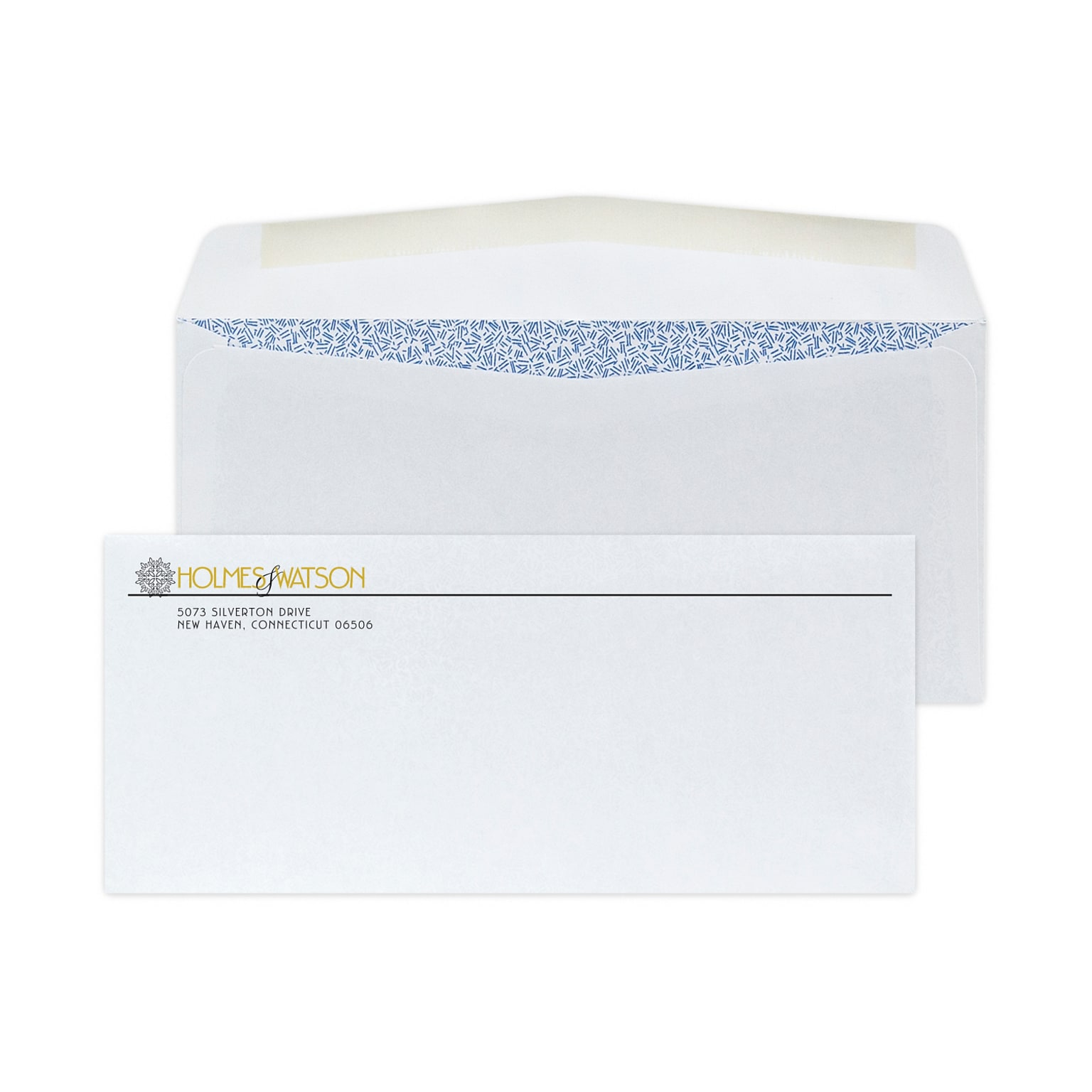 Custom #9 Standard Envelopes with Security Tint, 3 7/8 x 8 7/8, 24# White Wove, 1 Standard and 1 Custom Inks, 250 / Pack