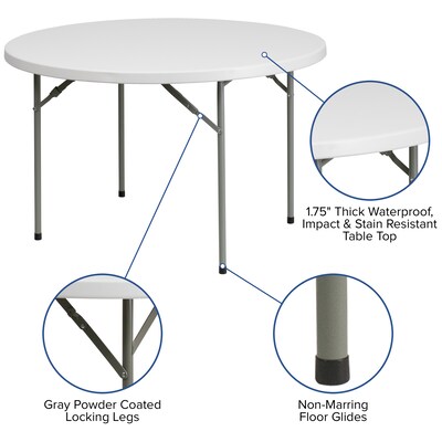 Flash Furniture Kathryn Folding Table, 48" x 48", Granite White (RB48R)