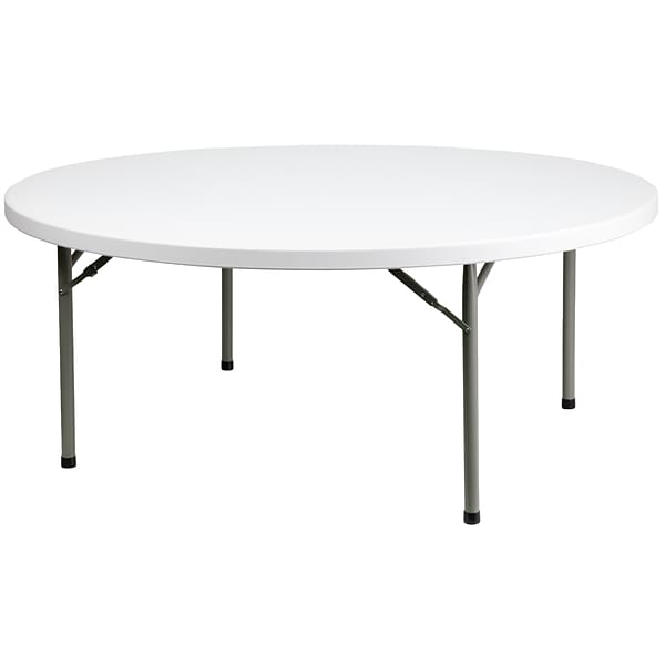 Flash Furniture Folding Table, 71Dia., White (DAD-YCZ-180R-GW-GG)
