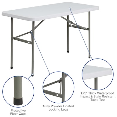 Flash Furniture Elon Folding Table, 48.25" x 24", Granite White (DADYCZ1222)