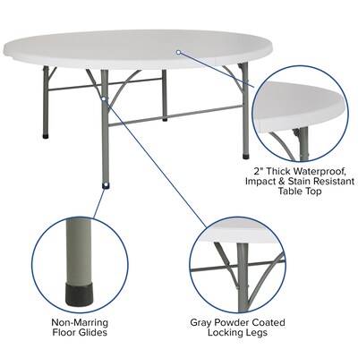 Flash Furniture Stonewall Folding Table, 71" x 71", Granite White (DAD183RZ)