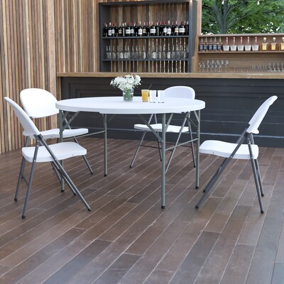 Flash Furniture 48 Round Bi-Fold Granite White Plastic Folding Table (DAD122RZ)
