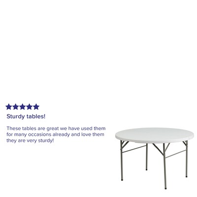 Flash Furniture 48'' Round Bi-Fold Granite White Plastic Folding Table (DAD122RZ)