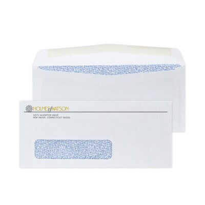 Custom #9 Window Envelopes with Security Tint, 3 7/8 x 8 7/8, 24# White Wove, 1 Standard and 1 Cus