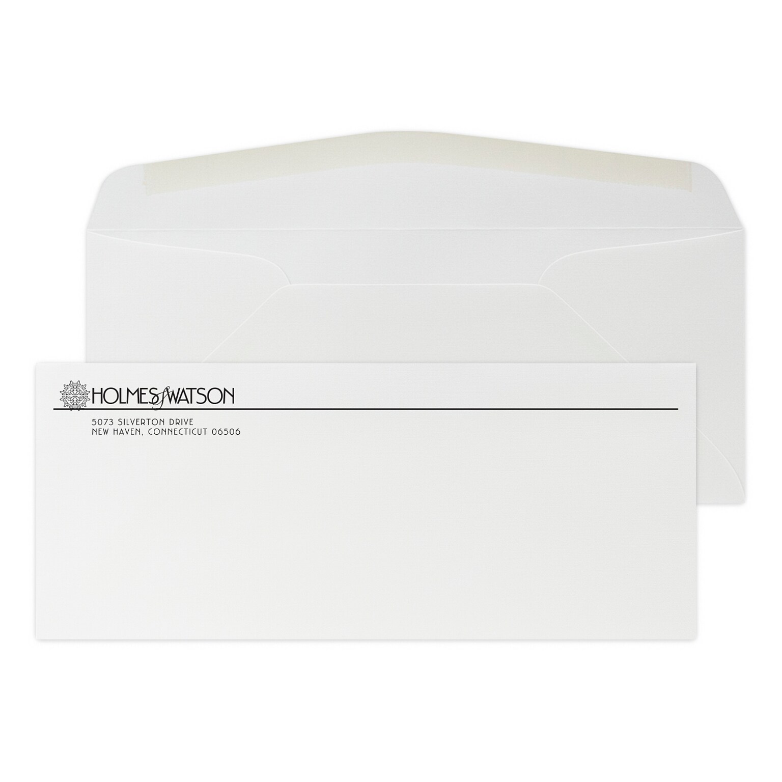 Custom #10 Stationery Envelopes, 4 1/8 x 9 1/2, 80# CLASSIC® LINEN Solar White Text, 1 Standard Flat Ink, 250 / Pack