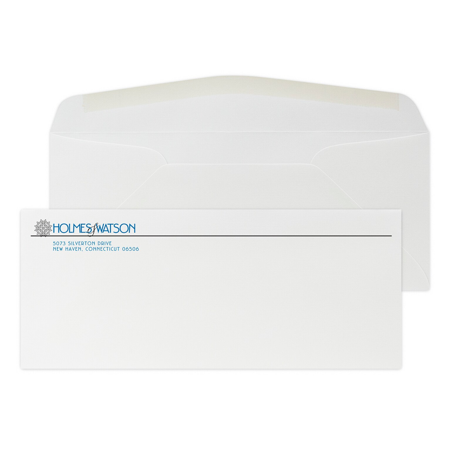 Custom #10 Stationery Envelopes, 4 1/8 x 9 1/2, 80# CLASSIC® LINEN Solar White Text, 2 Standard Flat Inks, 250 / Pack
