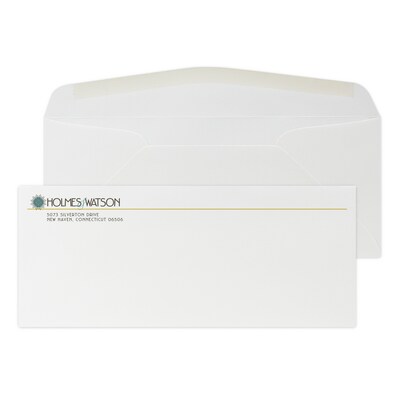 Custom Full Color #10 Stationery Envelopes, 4 1/4 x 9 1/2, 80# CLASSIC® LINEN Solar White Text, Fl