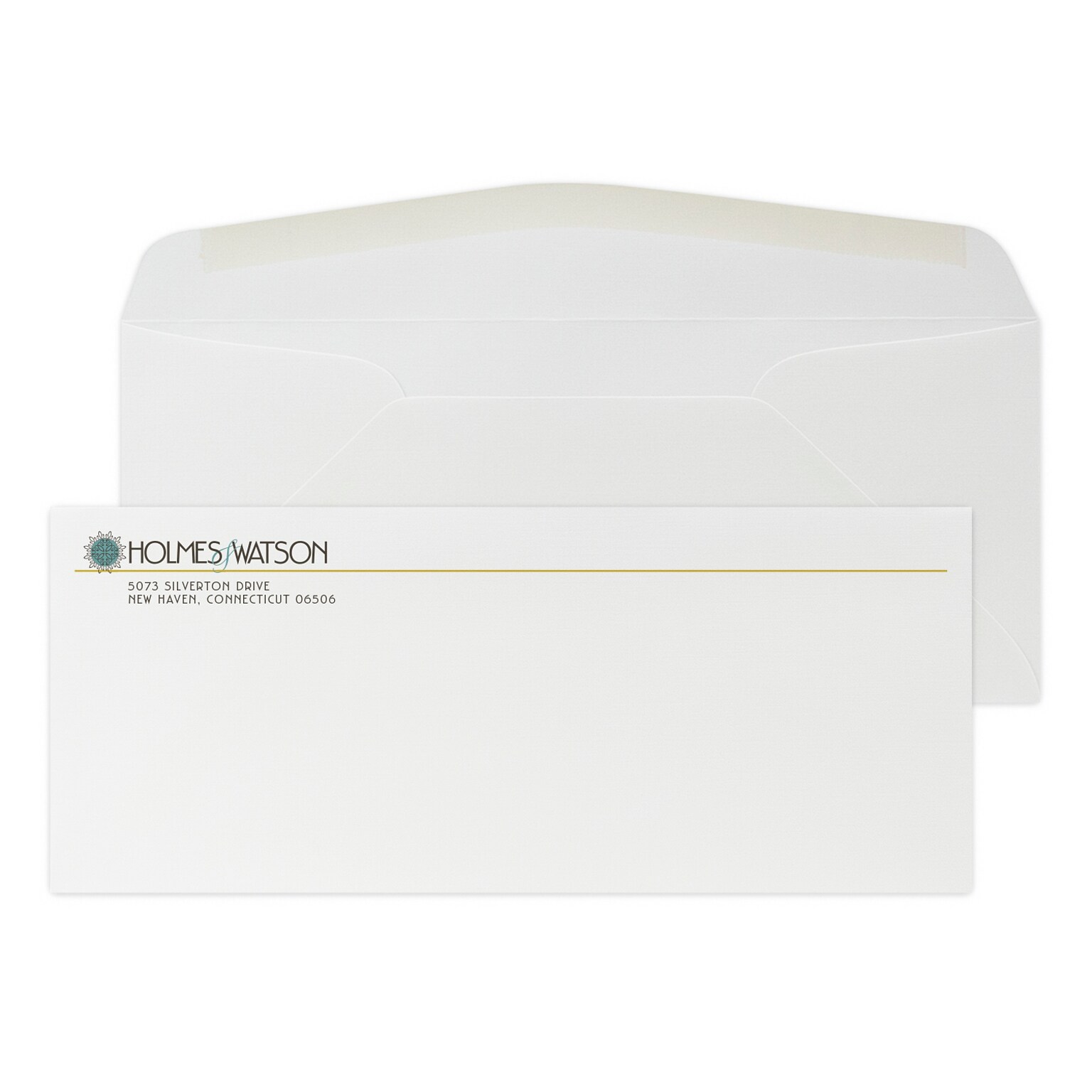 Custom Full Color #10 Stationery Envelopes, 4 1/8 x 9 1/2, 80# CLASSIC® LINEN Solar White Text, Flat Ink, 250 / Pack