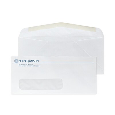 Custom #9 Diagonal Seam Window Envelopes, 3 7/8 x 8 7/8, 24# White Wove, 1 Custom Ink, 250 / Pack