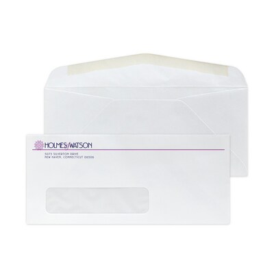 Custom #9 Diagonal Seam Window Envelopes, 3 7/8 x 8 7/8, 24# White Wove, 2 Custom Inks, 250 / Pack