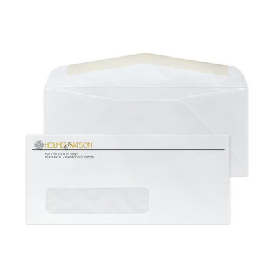 Custom #9 Diagonal Seam Window Envelopes, 3 7/8 x 8 7/8, 24# White Wove, 1 Standard and 1 Custom I