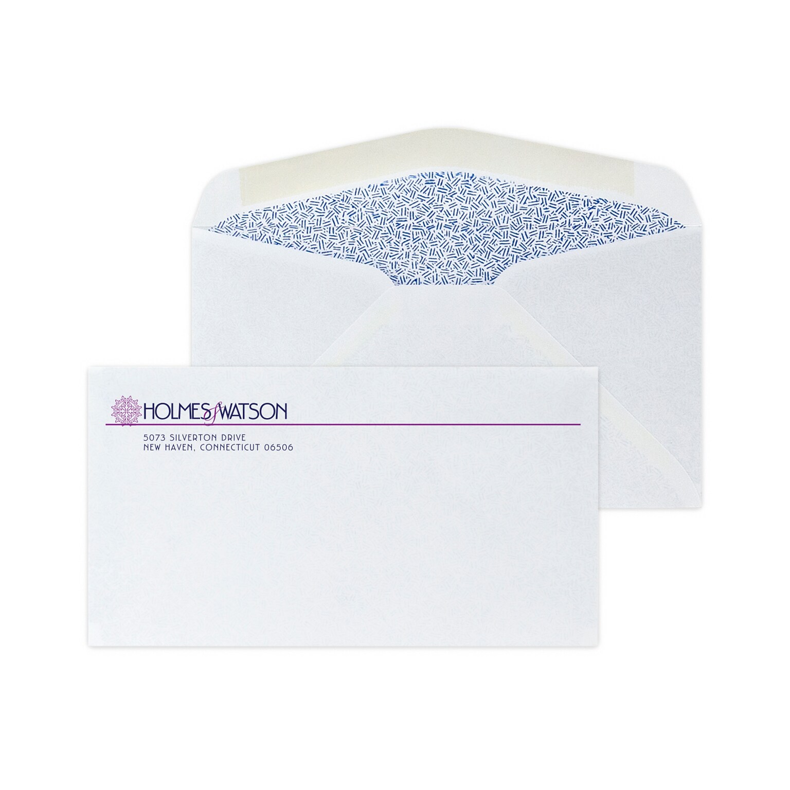 Custom #6-3/4 Diagonal Seam Standard Envelopes with Security Tint, 3 5/8 x 6 1/2, 24# White Wove, 2 Custom Inks, 250 / Pack