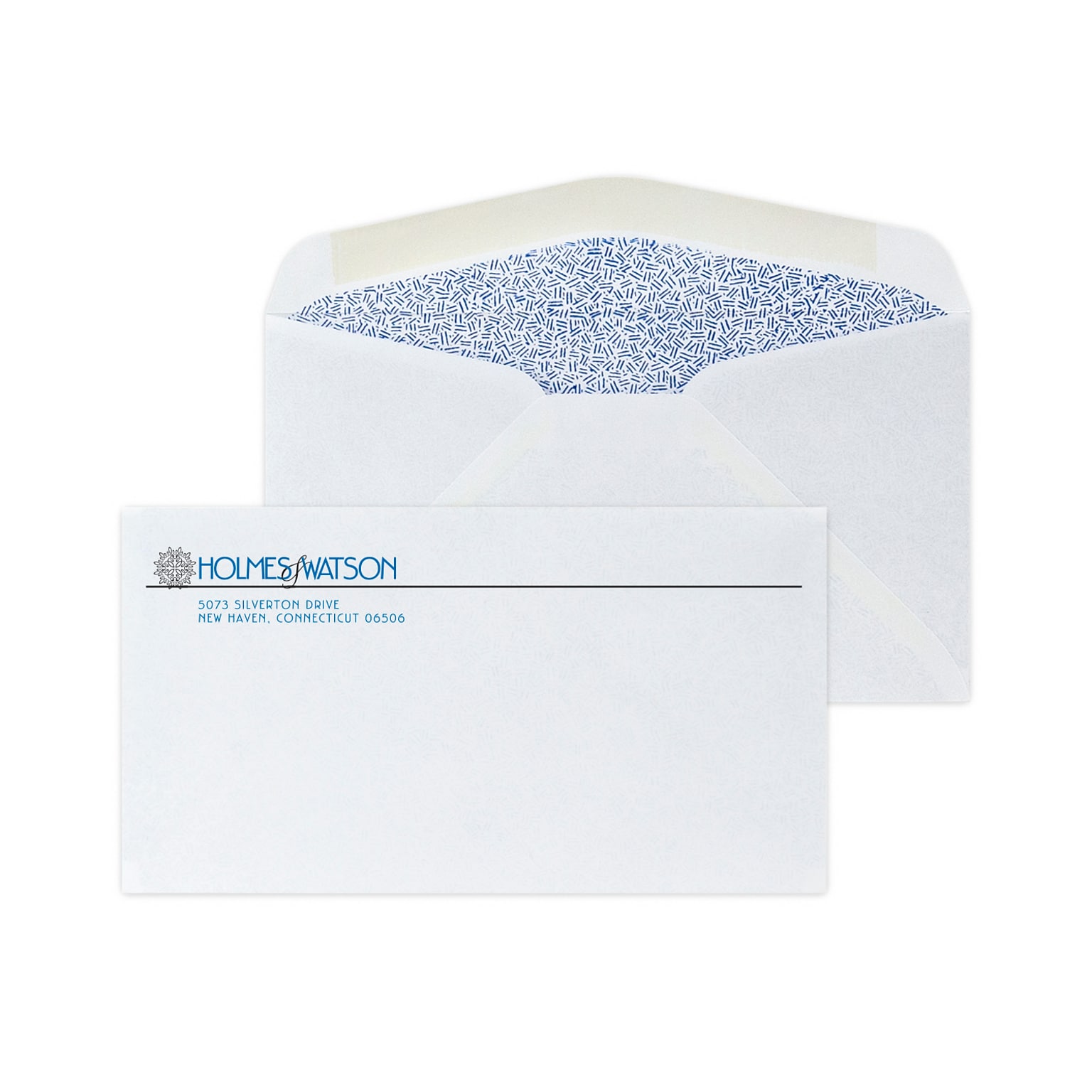 Custom #6-3/4 Diagonal Seam Standard Envelopes with Security Tint, 3 5/8 x 6 1/2, 24# White Wove, 2 Standard Inks, 250 / Pack