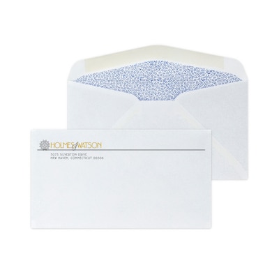 Custom #6-3/4 Diagonal Seam Std Envelopes with Security Tint, 3 5/8x6 1/2, 24# White Wove, 1 Std a