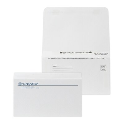 Custom 4-1/4x6-1/2 Double-Duty Statement Std Remittance Envelopes with Security Tint, 24# White Wo