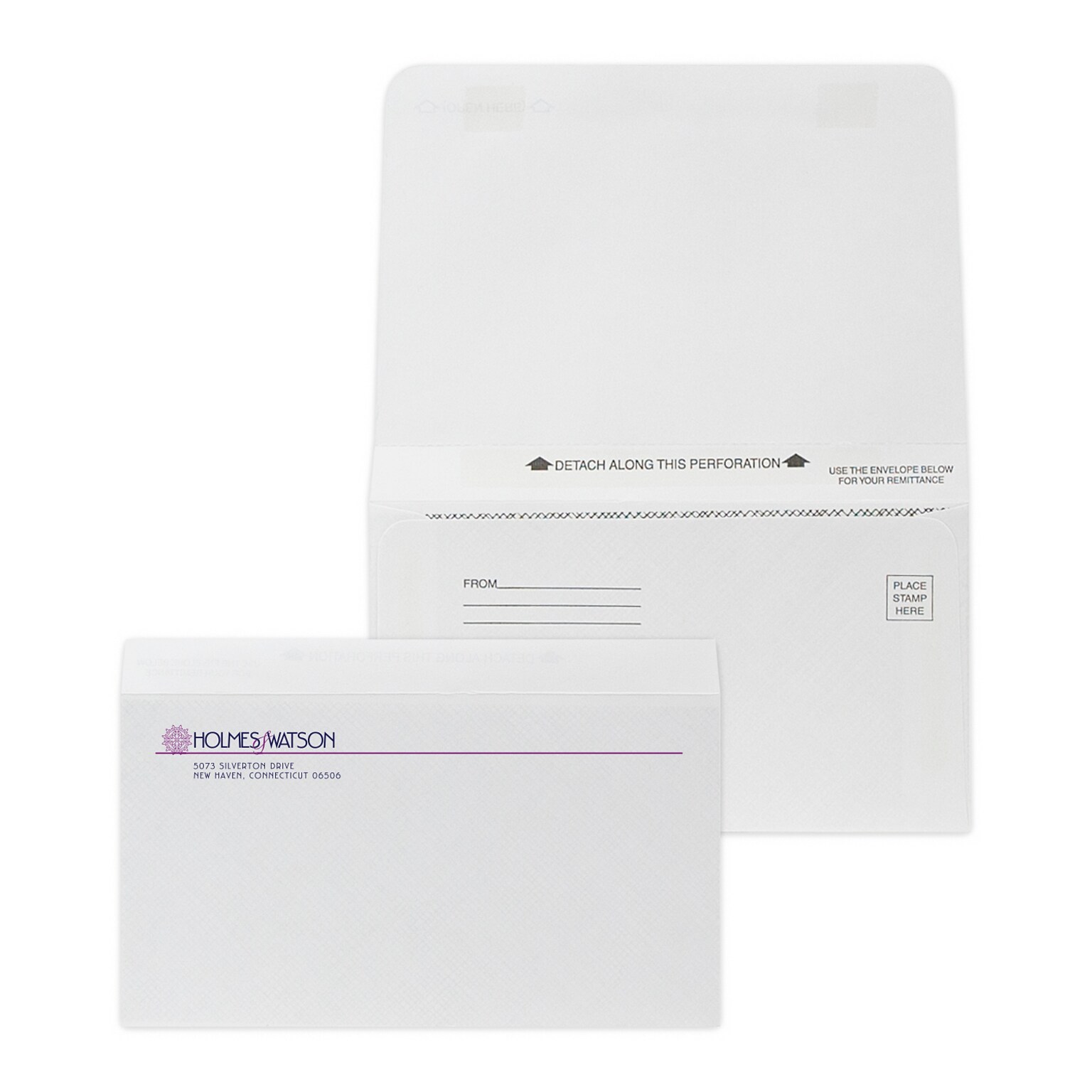 Custom 4-1/4x6-1/2 Double-Duty Statement Std Remittance Envelopes with Security Tint, 24# White Wove, 2 Custom Inks, 250/Pack