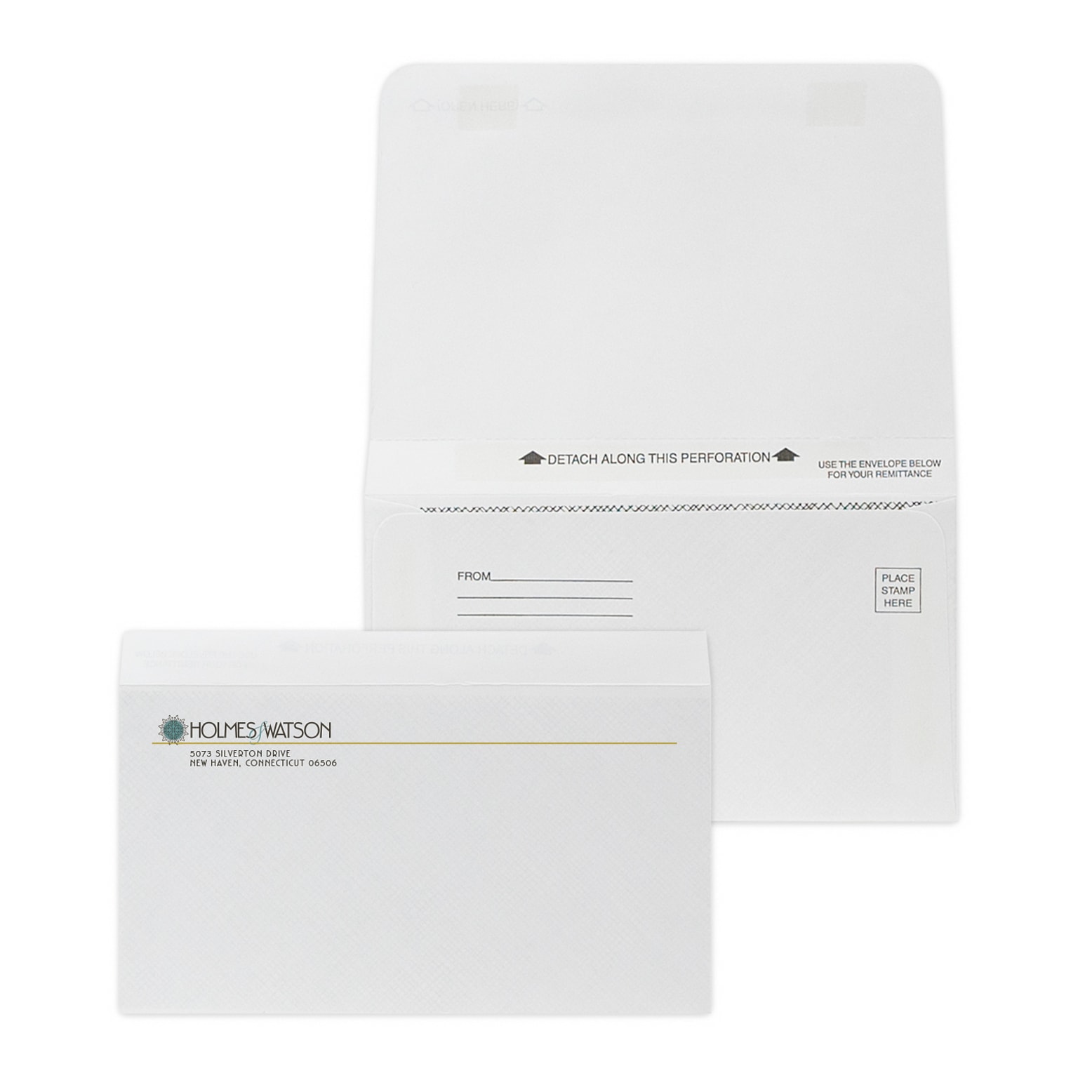 Custom Full Color 4-1/4x6-1/2 Double-Duty Statement Standard Remittance Envelopes with Security Tint, 24# White Wove, 250/Pack