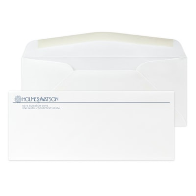 Custom #10 Stationery Envelopes, 4 1/4 x 9 1/2, 24# CLASSIC® CREST Solar White, 1 Custom Flat Ink,