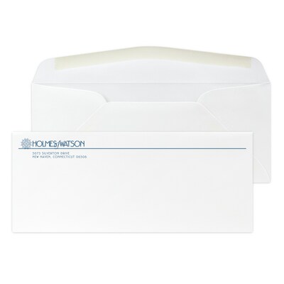 Custom #10 Stationery Envelopes, 4 1/4 x 9 1/2, 24# CLASSIC® CREST Solar White, 1 Custom Flat Ink,