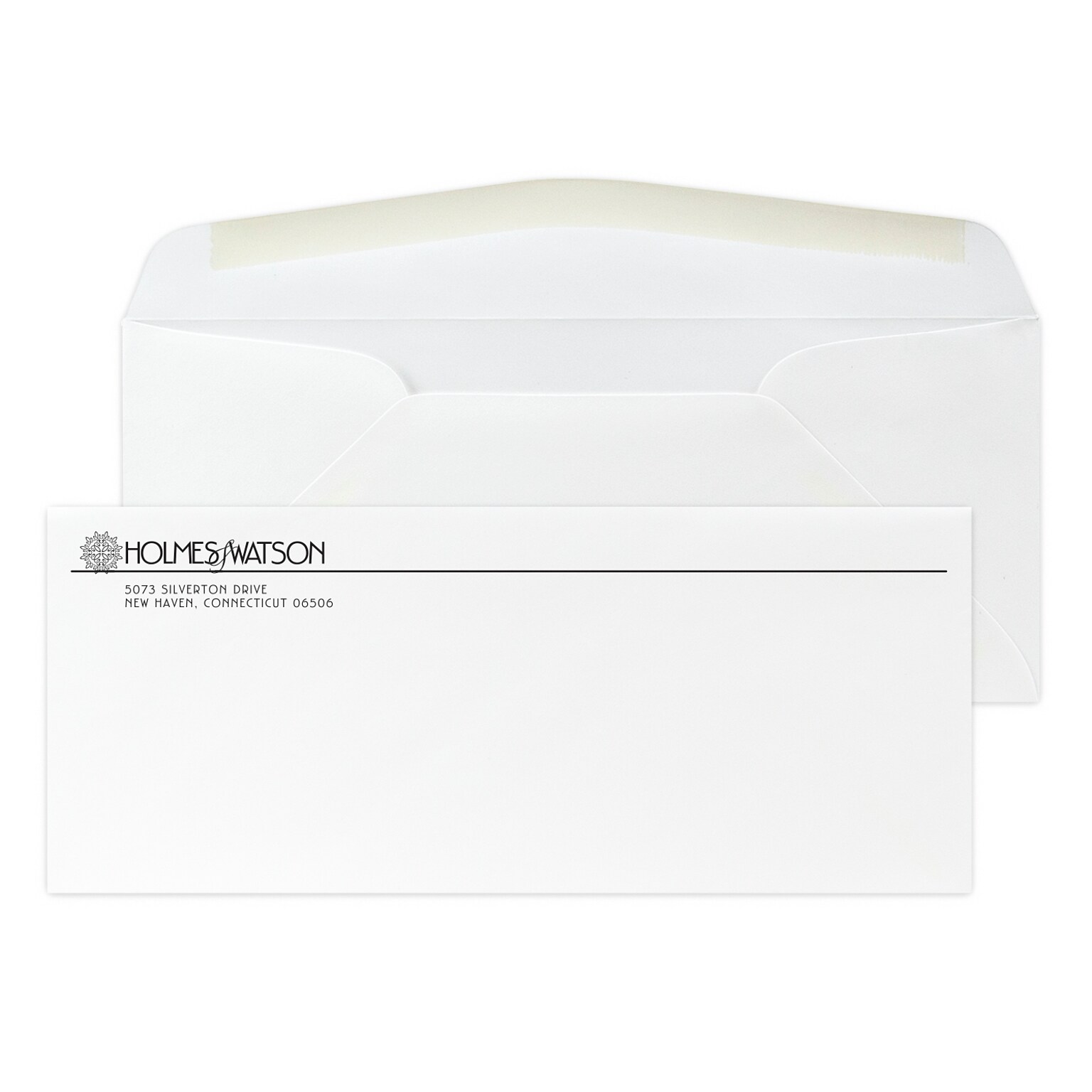 Custom #10 Stationery Envelopes, 4 1/8 x 9 1/2, 24# CLASSIC® CREST Solar White, 1 Standard Flat Ink, 250 / Pack