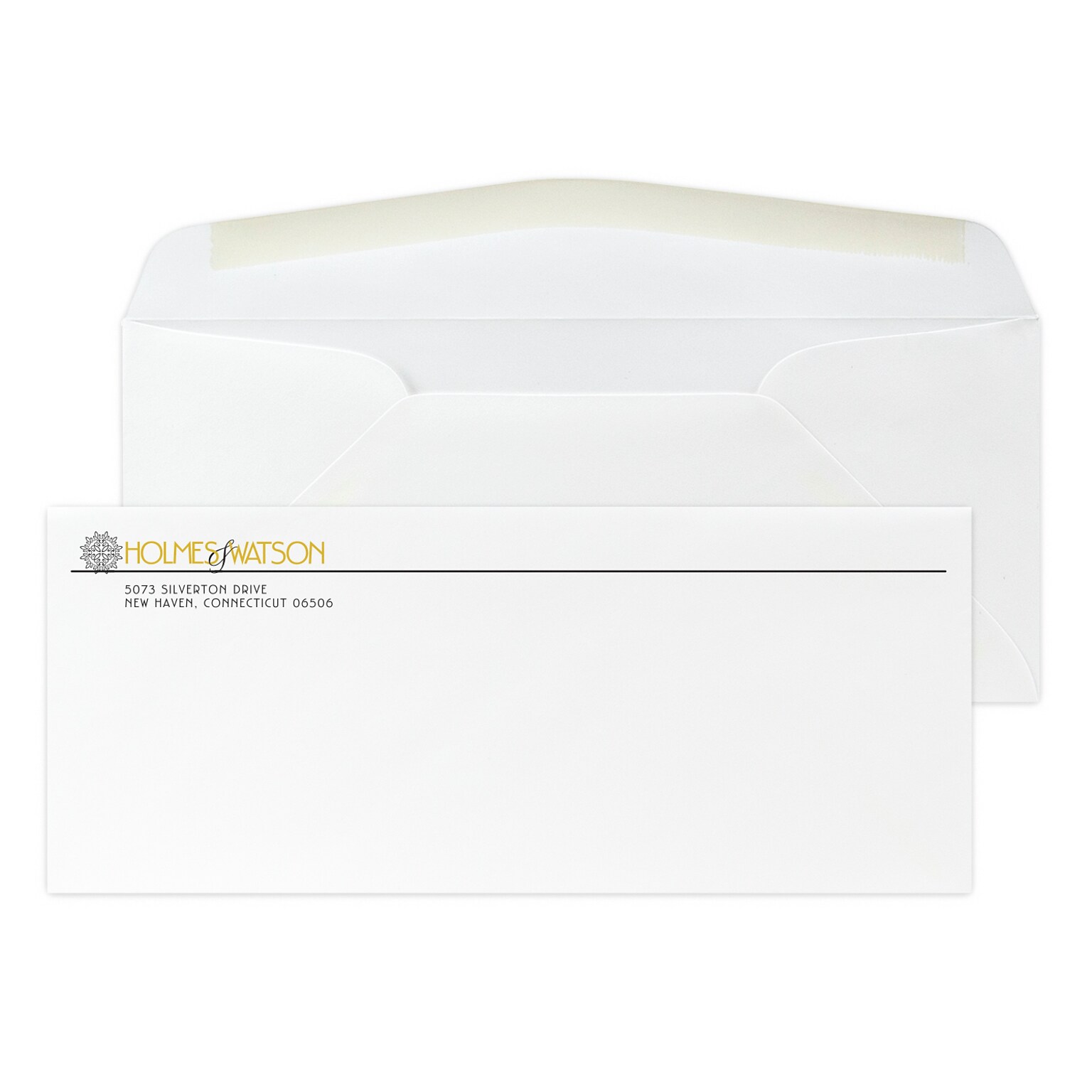 Custom #10 Stationery Envelopes, 4 1/8 x 9 1/2, 24# CLASSIC® CREST Solar White, 1 Standard and 1 Custom Flat Inks, 250 / Pack