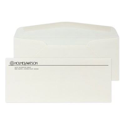 Custom #10 Stationery Envelopes, 4 1/4 x 9 1/2, 24# CLASSIC® LAID Natural White, 1 Standard Flat I