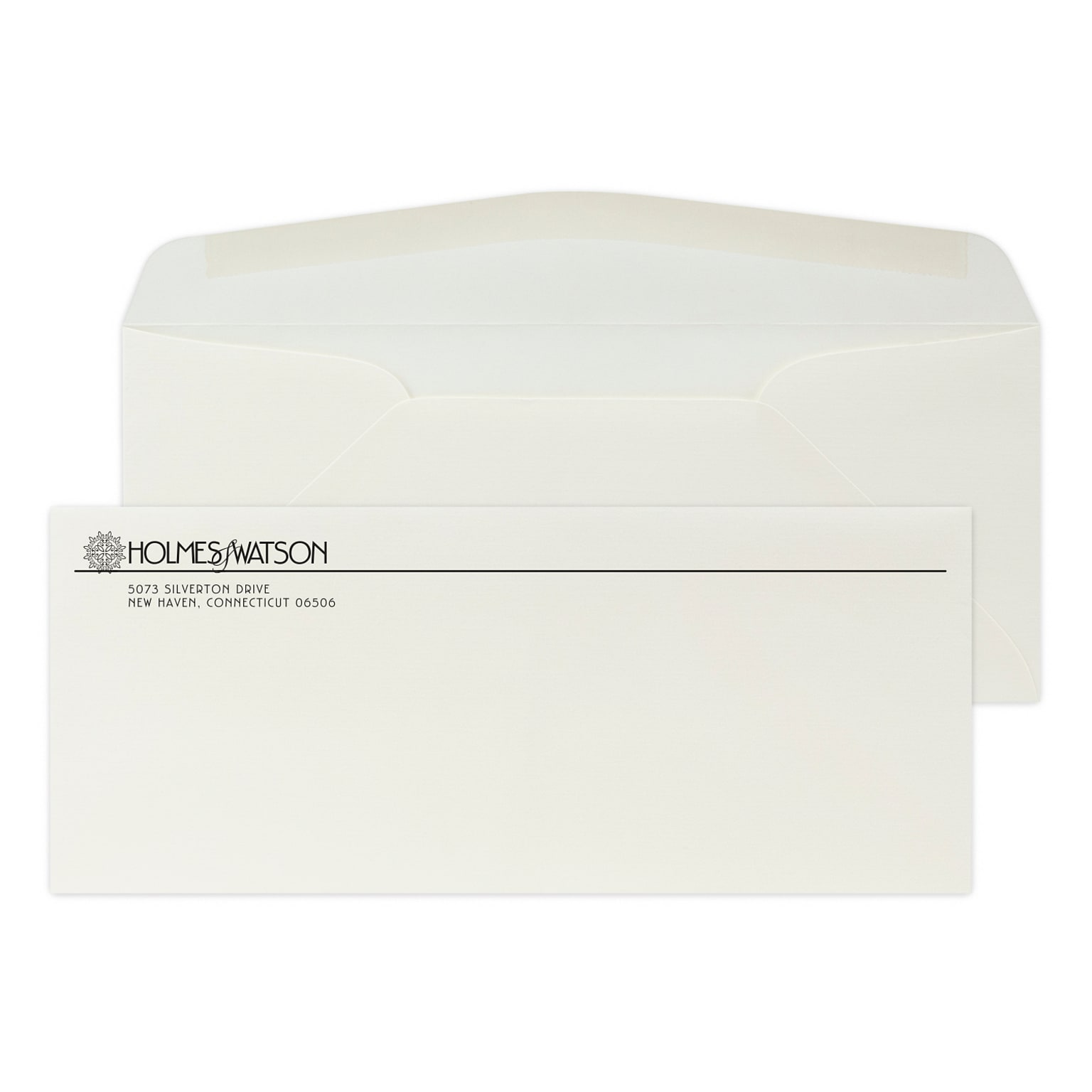 Custom #10 Stationery Envelopes, 4 1/4 x 9 1/2, 24# CLASSIC® LAID Natural White, 1 Standard Flat Ink, 250 / Pack